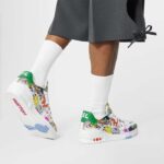 Louis Vuitton Unisex LV Trainer Sneaker White Printed Canvas Rubber Outsole Initials - Imagen 13