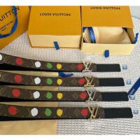 Louis Vuitton Unisex LV x YK LV Initiales 30mm Reversible Painted Dots Belt Monogram Canvas (1)