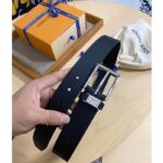 Louis Vuitton Unisex Pont Neuf 35 MM Width Black Taurillon Leather Belt LV Logo – Image 6