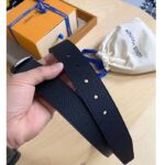 Louis Vuitton Unisex Pont Neuf 35 MM Width Black Taurillon Leather Belt LV Logo – Image 7
