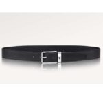 Ceinture unisexe Louis Vuitton Pont Neuf 35 mm en cuir de taurillon noir avec logo LV