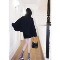 Louis Vuitton Women Cape Hoodie 3D-Effect Monogram Jacquard Wool Silk Navy Regular Fit (12)