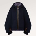 Louis Vuitton Women Cape Hoodie 3D-Effect Monogram Jacquard Wool Silk Navy Regular Fit