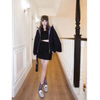 Louis Vuitton Women Cape Hoodie 3D-Effect Monogram Jacquard Wool Silk Navy Regular Fit (12)