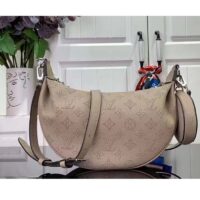 Louis Vuitton Women LV Baia PM Galet Gray Perforated Mahina Calfskin Round Coin Purse (7)