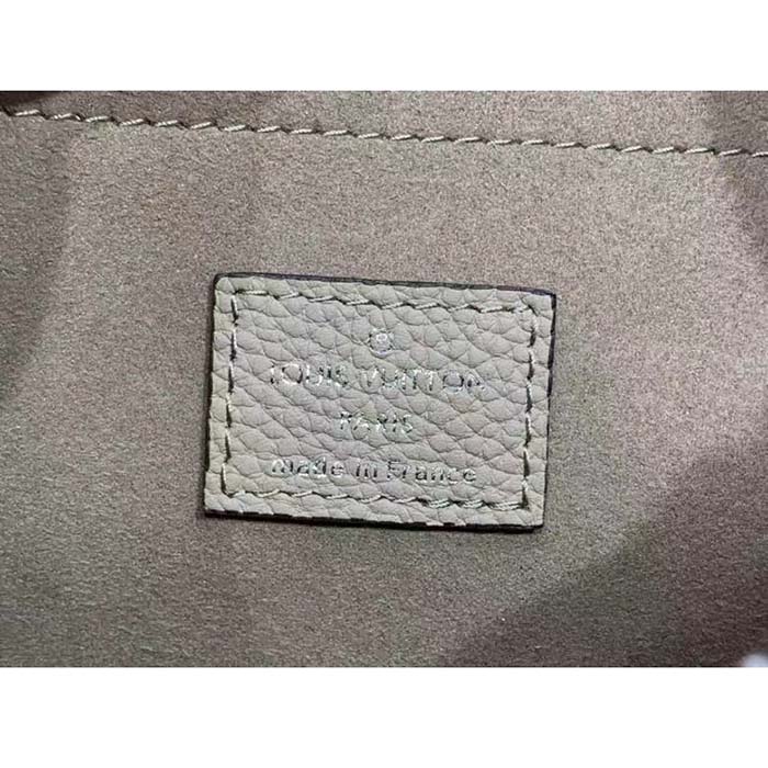 Louis Vuitton Women LV Baia PM Galet Gray Perforated Mahina Calfskin Round Coin Purse (5)