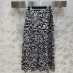 Louis Vuitton Women LV Ink Tiger Asymmetrical Pleat Midi Skirt Silk Black White Regular Fit - Image 2