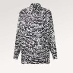 Louis Vuitton Dam LV Ink Tiger Silk Skjorta Siden Svart Vit Regular Fit