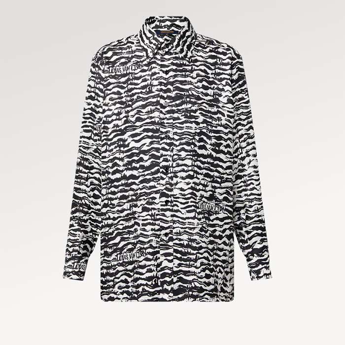 Louis Vuitton Women LV Ink Tiger Silk Shirt Silk Black White Regular Fit