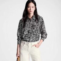 Louis Vuitton Women LV Ink Tiger Silk Shirt Silk Black White Regular Fit (10)