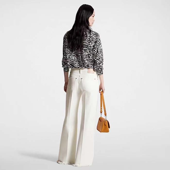 Louis Vuitton Women LV Ink Tiger Silk Shirt Silk Black White Regular Fit (6)
