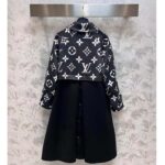 Louis Vuitton Women LV Oversized Monogram Accent Coat Wool Black White Oversize Fit – Image 3