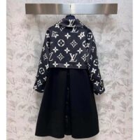 Louis Vuitton Women LV Oversized Monogram Accent Coat Wool Black White Oversize Fit (6)