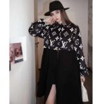 Louis Vuitton Women LV Oversized Monogram Accent Coat Wool Black White Oversize Fit – Image 15