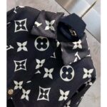 Louis Vuitton Women LV Oversized Monogram Accent Coat Wool Black White Oversize Fit – Image 4