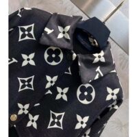 Louis Vuitton Women LV Oversized Monogram Accent Coat Wool Black White Oversize Fit (6)