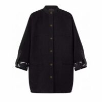 Louis Vuitton Women LV Signature Boxy Button-Up Coat Wool Silk Black Oversize Fit (15)