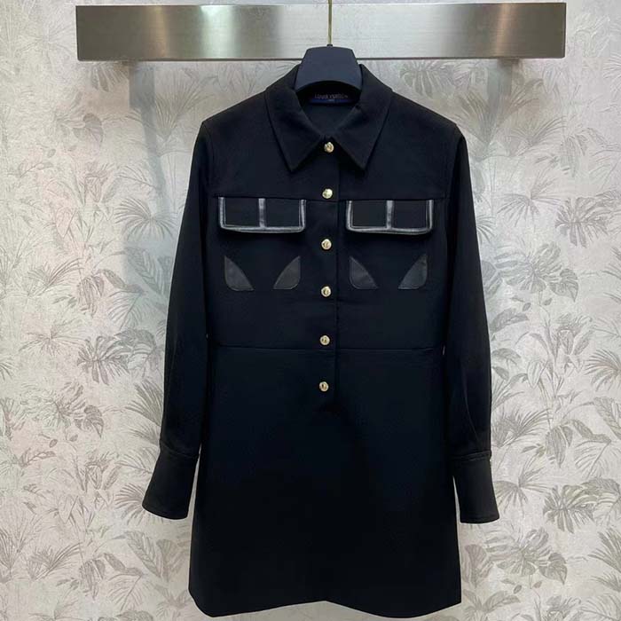 Louis Vuitton Women LV Technical Gabardine Shirt Dress Polyester Black Regular Fit (9)