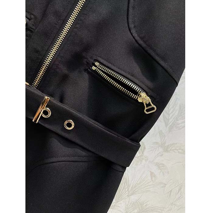 Louis Vuitton Women LV Utility Zipper Dress Wool Cotton Black Fitted (14)