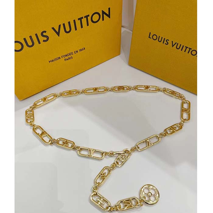 Louis Vuitton Women My LV Chain Belt Adjustable Metal Gold-Color Finish Monogram Flowers (2)