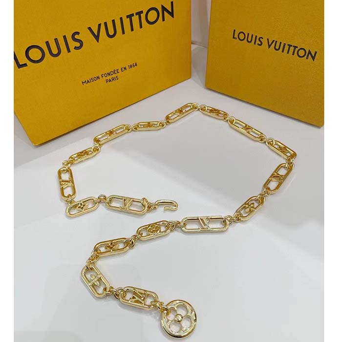 Louis Vuitton Women My LV Chain Belt Adjustable Metal Gold-Color Finish Monogram Flowers (3)