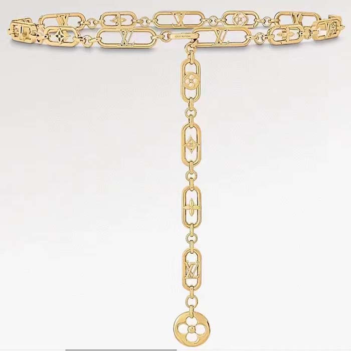 Louis Vuitton Women My LV Chain Belt Adjustable Metal Gold-Color Finish Monogram Flowers