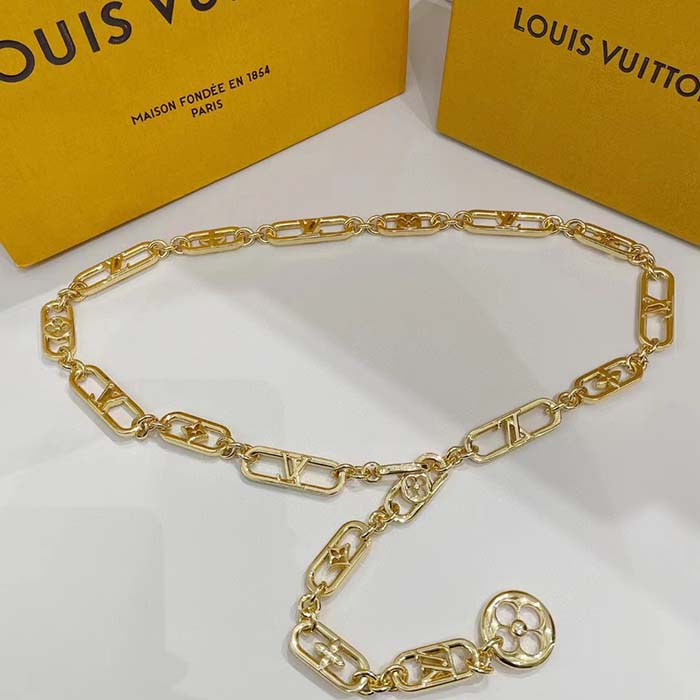 Louis Vuitton Women My LV Chain Belt Adjustable Metal Gold-Color Finish Monogram Flowers (9)