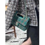 Chanel Women CC Large Flap Bag Top Handle Wool Silk Tweed Glass Wooden Pearls - Image 7