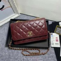 Chanel Women Mini Flap Bag Calfskin & Gold-Tone Metal-Maroon (2)