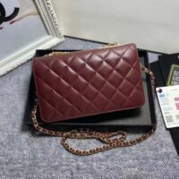 Chanel Women Mini Flap Bag Calfskin & Gold-Tone Metal-Maroon (2)