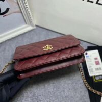 Chanel Women Mini Flap Bag Calfskin & Gold-Tone Metal-Maroon (2)