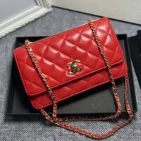 Chanel Women Mini Flap Bag Calfskin & Gold-Tone Metal-Red