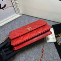 Chanel Women Mini Flap Bag Calfskin & Gold-Tone Metal-Red (1)