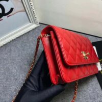 Chanel Women Mini Flap Bag Calfskin & Gold-Tone Metal-Red (1)