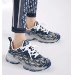 Dior CD Unisex Dior Vibe Sneaker Deep Blue Oblique Technical Fabric Transparent Rubber - Image 13