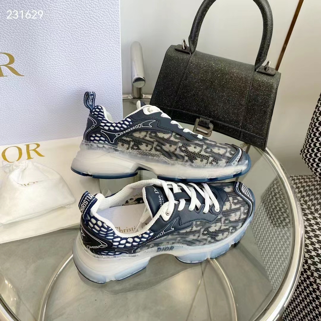 Dior CD Unisex Dior Vibe Sneaker Deep Blue Oblique Technical Fabric Transparent Rubber (2)