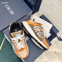 Dior Unisex CD B30 Sneaker Gray Mesh Brown Orange Beige Technical Fabric