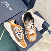 Dior Unisex CD B30 Sneaker Gray Mesh Brown Orange Beige Technical Fabric