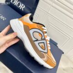 Dior Unisex CD B30 Sneaker Gray Mesh Brown Orange Beige Technical Fabric - Image 8