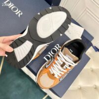 Dior Unisex CD B30 Sneaker Gray Mesh Brown Orange Beige Technical Fabric