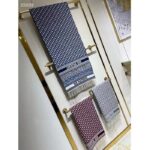 Dior Unisex CD Dior Oblique Scarf Navy Blue Cashmere Double-Sided Fringed Ends - Image 8