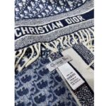 Dior Unisex CD Dior Oblique Scarf Navy Blue Cashmere Double-Sided Fringed Ends - Image 7