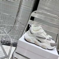 Dior Unisex Shoes CD B22 Sneaker White Technical Mesh White Silver-Tone Calfskin (7)