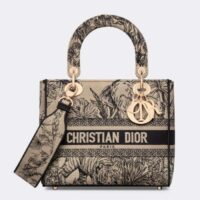Dior Women CD Medium Lady D-Lite Bag Beige Multicolor Toile De Jouy Voyage Embroidery (1)