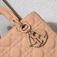 Dior Women CD Medium Lady Dior Bag Blush Ultramatte Cannage Calfskin (10)