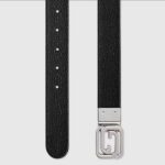 Gucci GG Unisex Belt Squared Interlocking G Buckle Black GG Supreme Canvas Black Leather 30 MM Width - Imagen 5