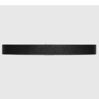 Gucci GG Unisex Belt Squared Interlocking G Buckle Black GG Supreme Canvas Black Leather 30 MM Width (3)