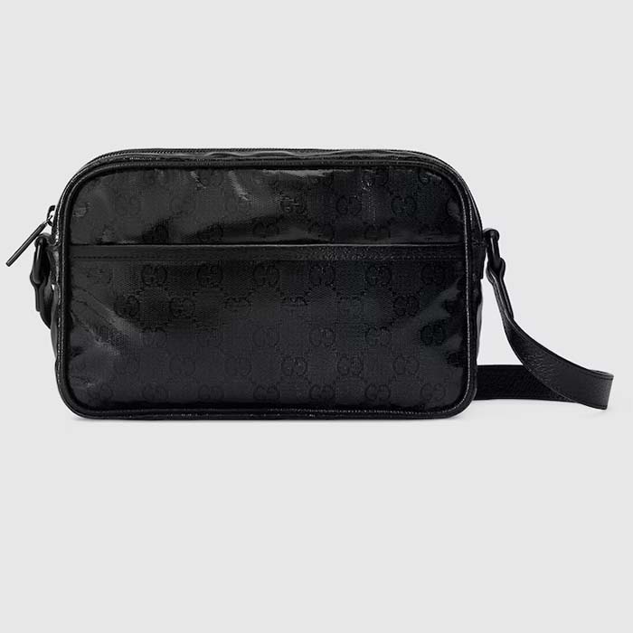 Gucci GG Unisex GG Crystal Mini Shoulder Bag Black Crystal Canvas Leather Nylon Lining