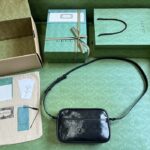 Gucci GG Unisex GG Crystal Mini Shoulder Bag Black Crystal Canvas Leather Nylon Lining - immagine 8