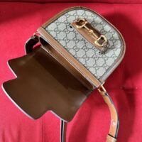 Gucci GG Women Gucci Horsebit 1955 Mini Rounded Bag Beige Ebony GG Supreme Canvas (2)